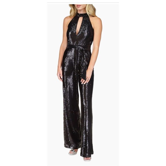 Michael Kors Sequined Halter Neck Jumpsuit classy sparkle party SZ small NO BELT - Picture 4 of 15